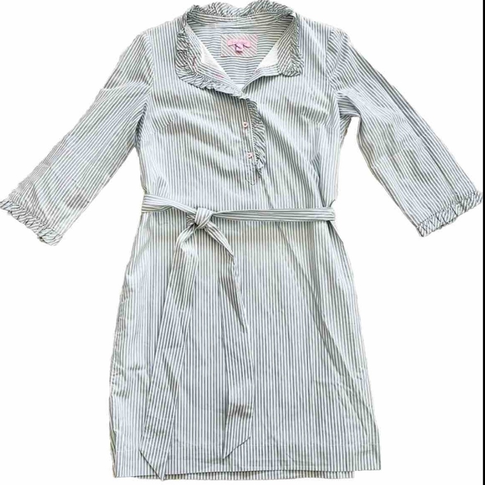 LILLY PULITZER Blue Conductor Stripe Brinkley Shirt Dress Size 6 Preppy - Picture 10 of 10